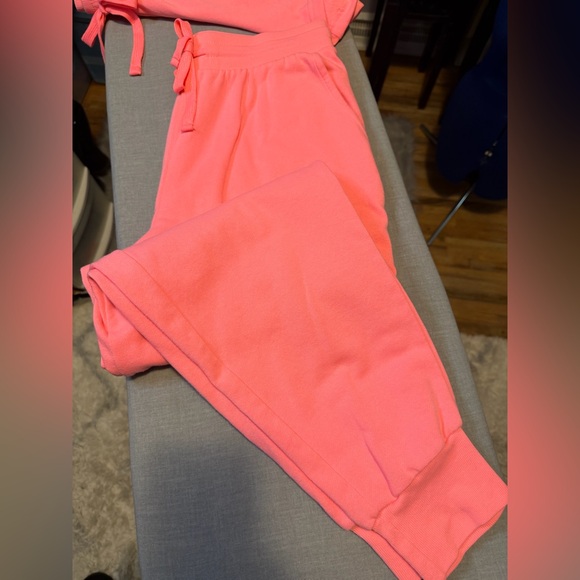 Colsie Sweat Pants And Shorts Set Lounge Sleep Wear Pajama Bright Coral New - Picture 4 of 6